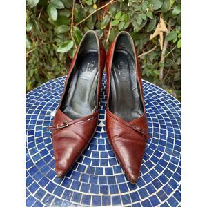 Gucci brown leather stilettos pumps